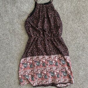 Blue Rain Black and Pink Patterned Dress